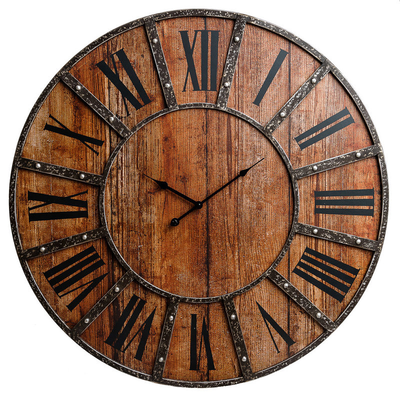 Millwood Pines Oversized Higgenbotham Rustic Frameless Farmhouse 30" Wall Clock & Reviews Wayfair